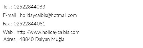 Holiday Calbis Hotel telefon numaralar, faks, e-mail, posta adresi ve iletiim bilgileri